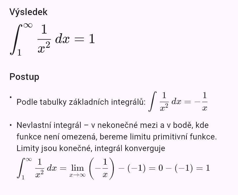 int(1/x^2, x, 1, oo)