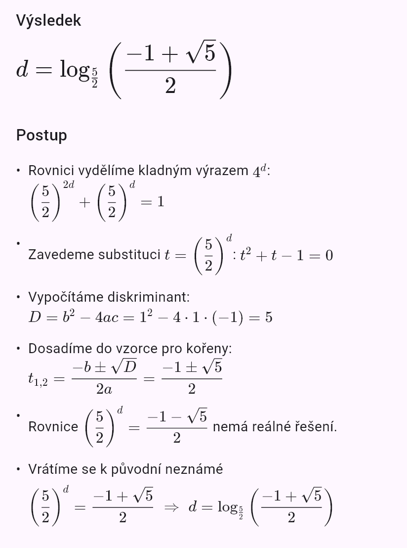 25^d + 10^d = 4^d