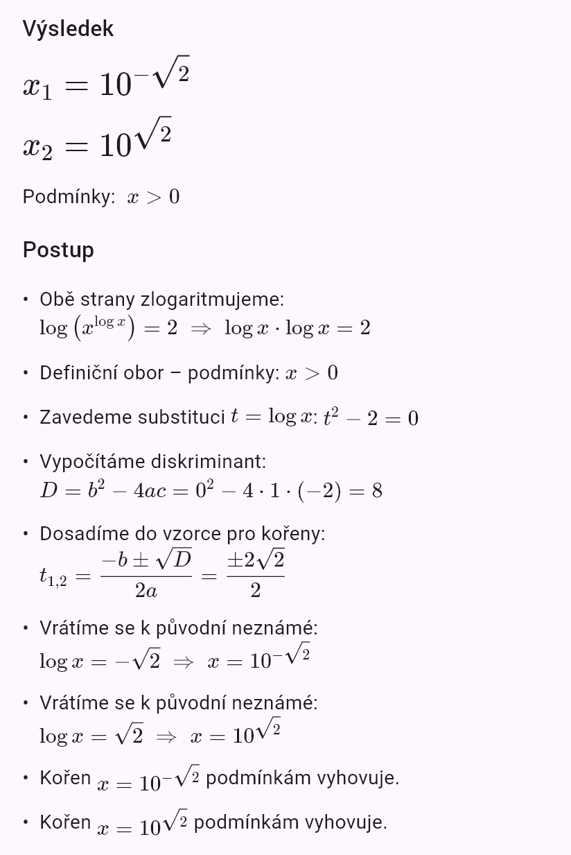 x^(log x) = 100