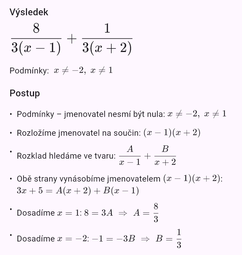 (3x + 5)/(x^2 + x - 2)