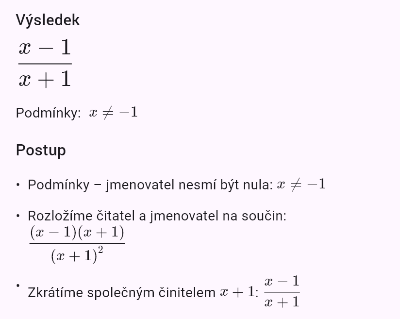 (x^2 - 1)/(x^2 + 2x + 1)