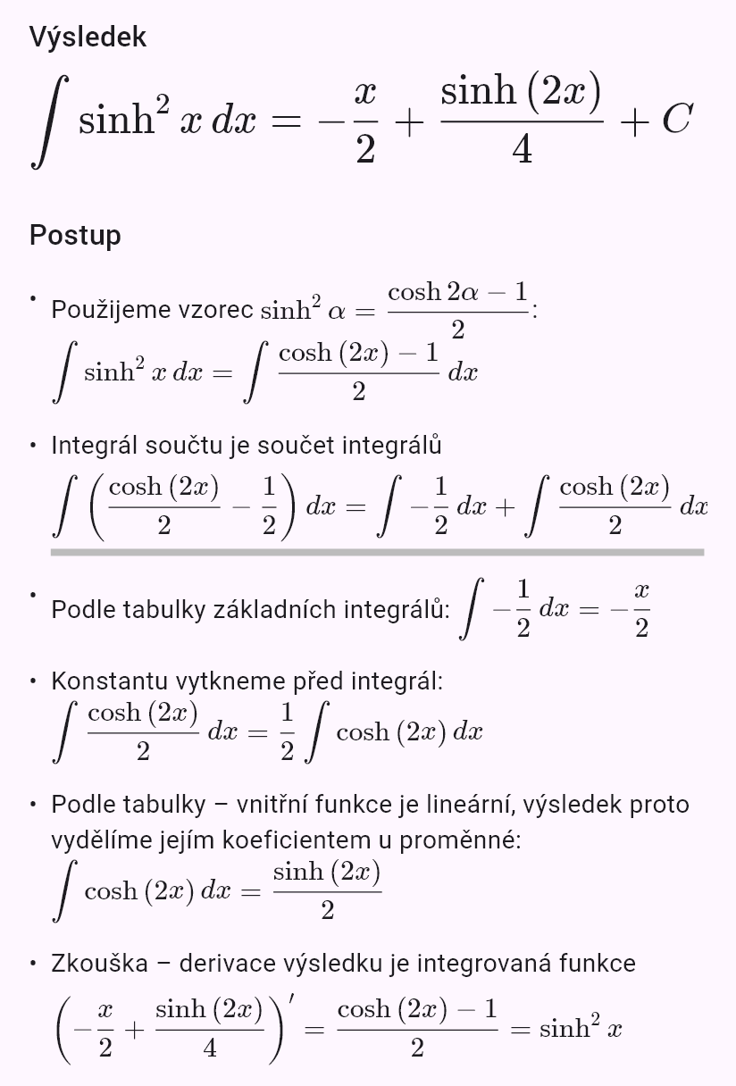 int(sinh(x)^2)