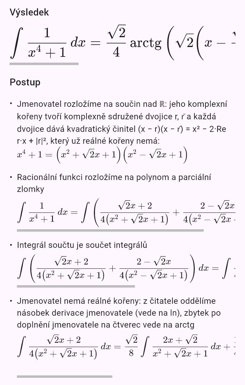 int(1/(x^4 + 1))