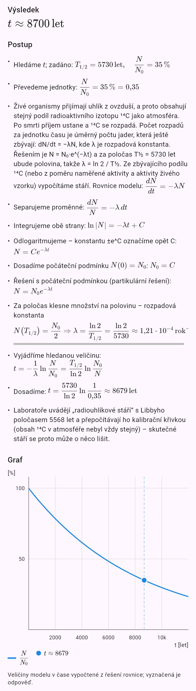 model(radiocarbon; find=t[yr]; T12=5730[yr]; p=35[pct]; input=ratio)
