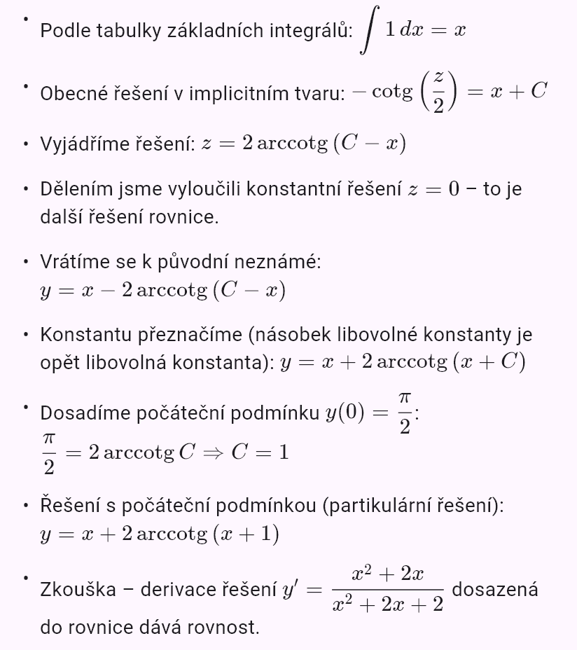 y' = cos(x - y), y(0) = pi/2