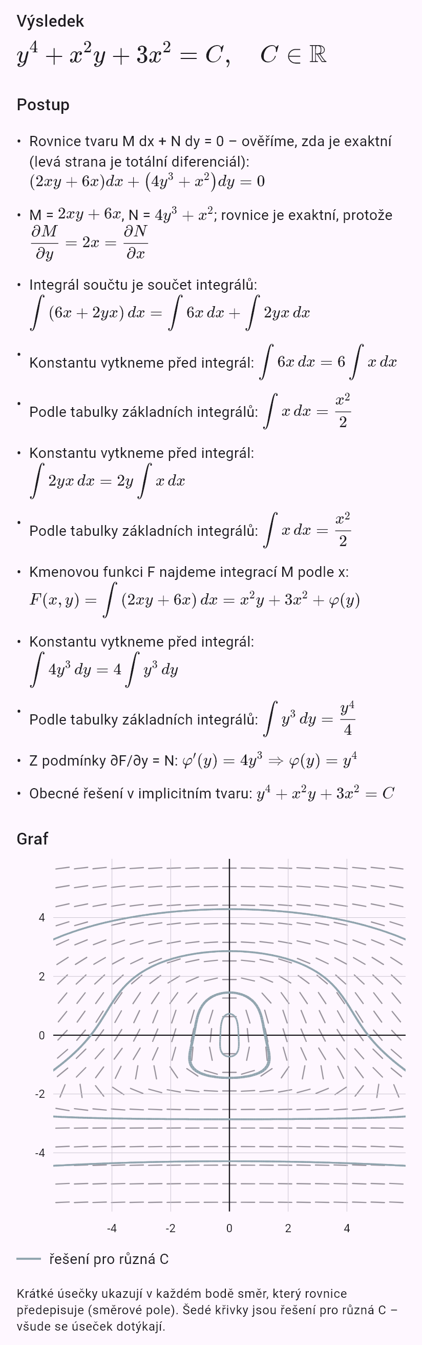 (2xy + 6x)dx + (x^2 + 4y^3)dy = 0