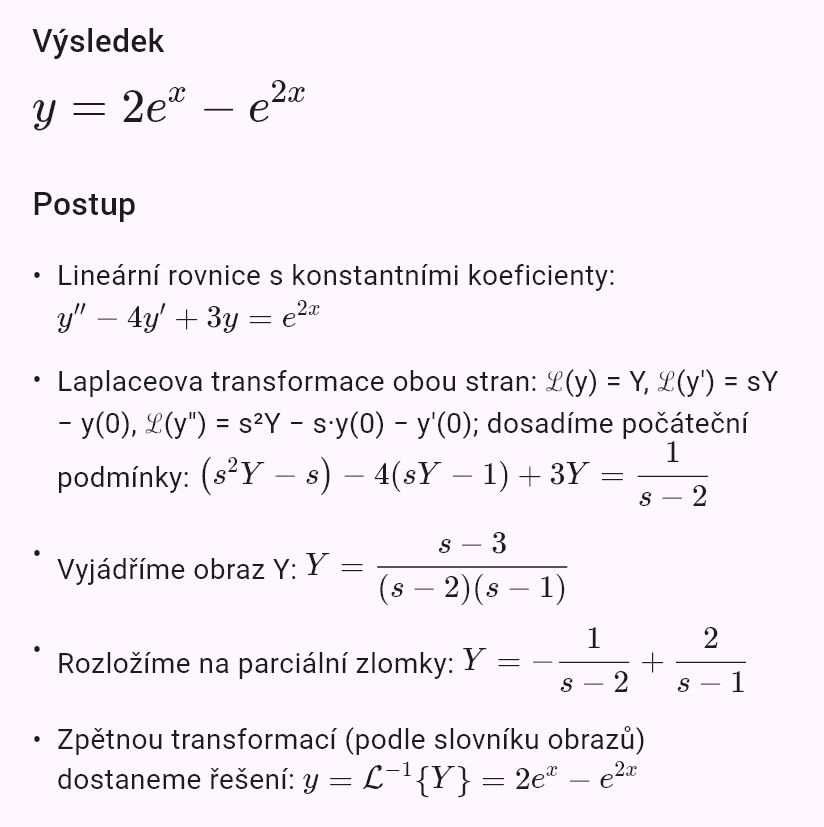 y'' - 4y' + 3y = e^(2x), y(0) = 1, y'(0) = 0