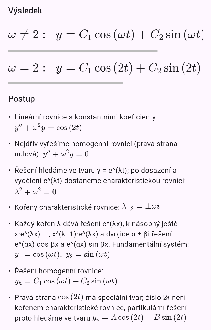 y'' + ω^2y = cos(2t)
