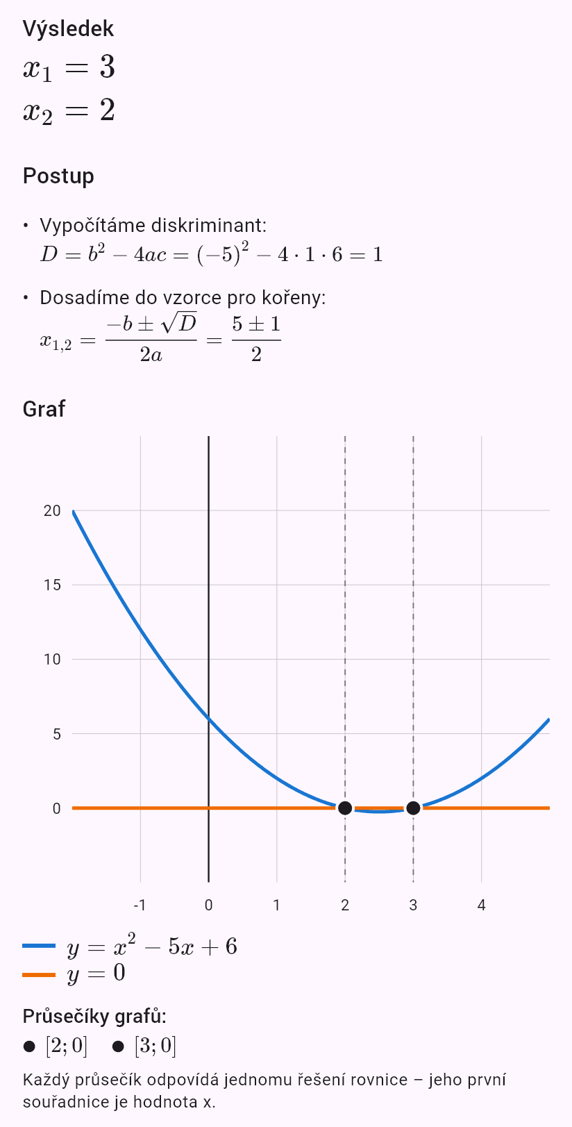 x^2 - 5x + 6 = 0