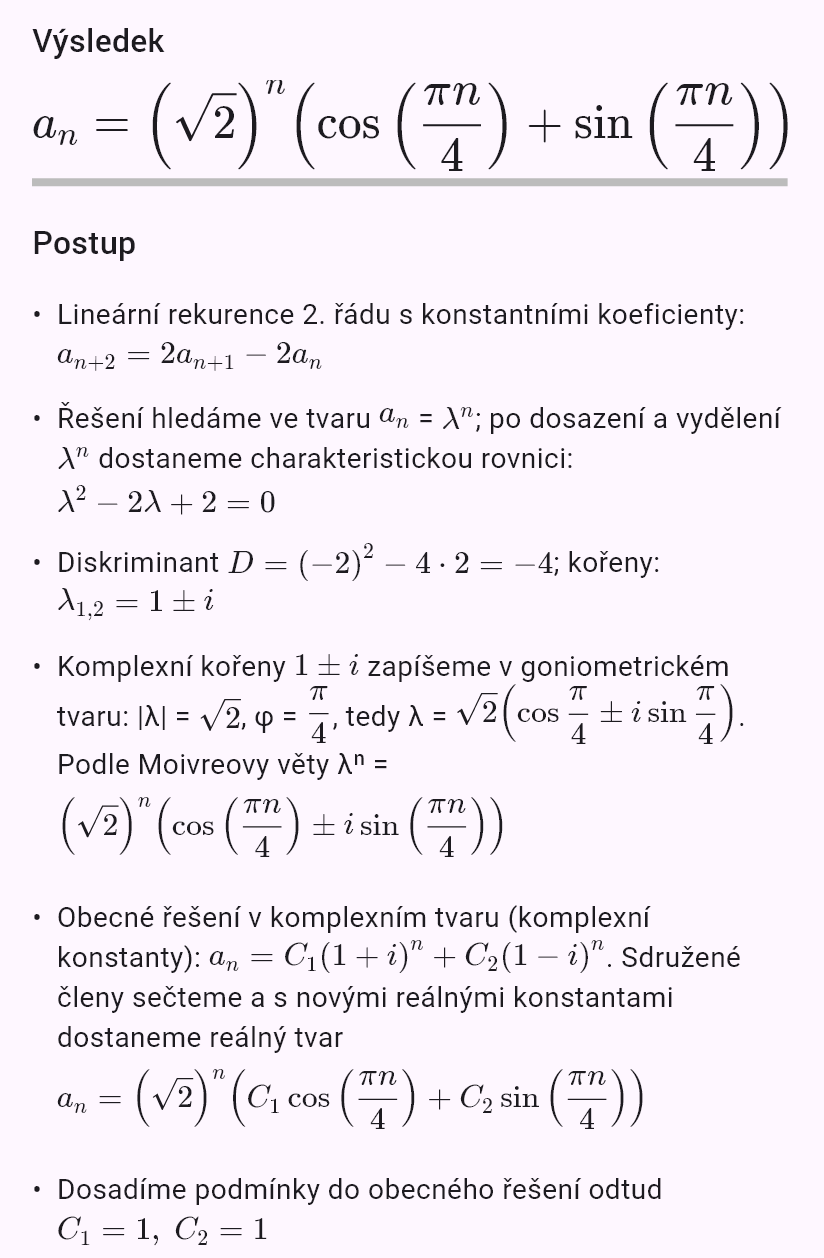 a_{n+2} = 2a_{n+1} - 2a_n, a_0 = 1, a_1 = 2