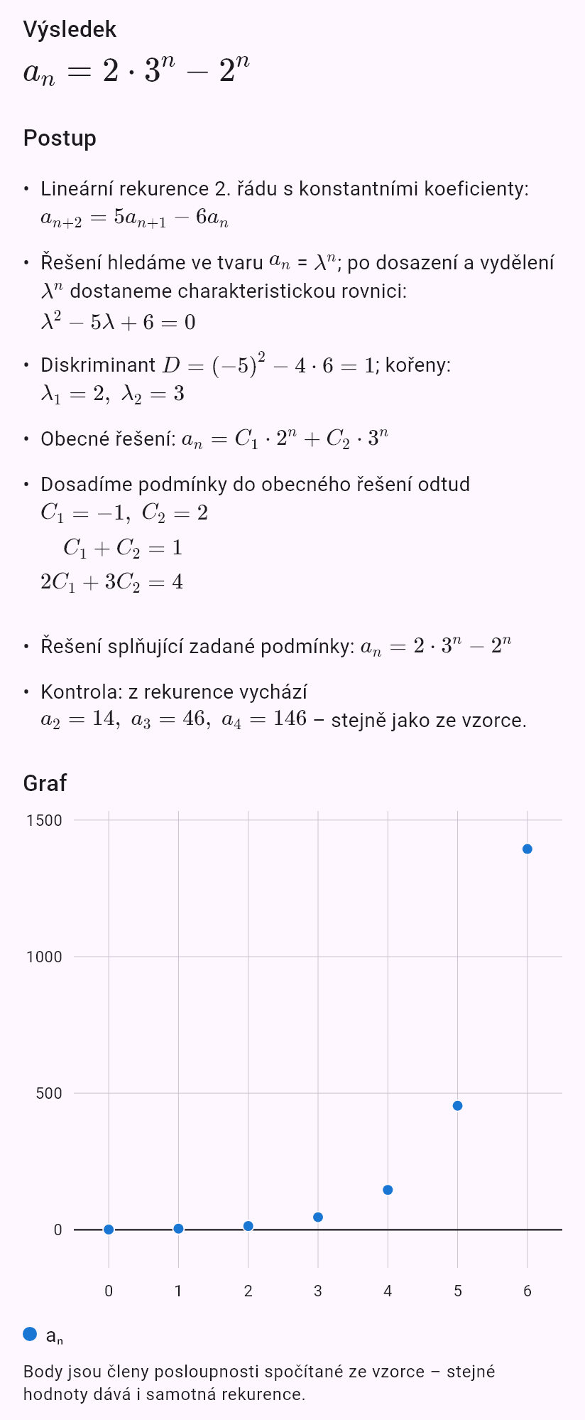 a_{n+2} = 5a_{n+1} - 6a_n, a_0 = 1, a_1 = 4