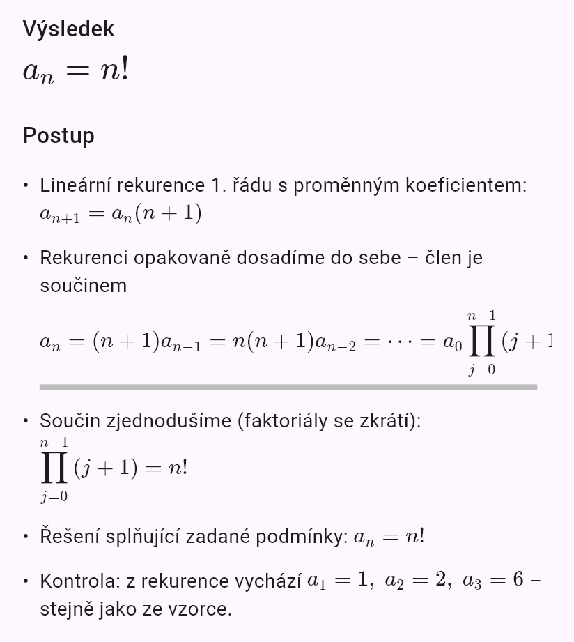 a_{n+1} = (n+1)a_n, a_0 = 1
