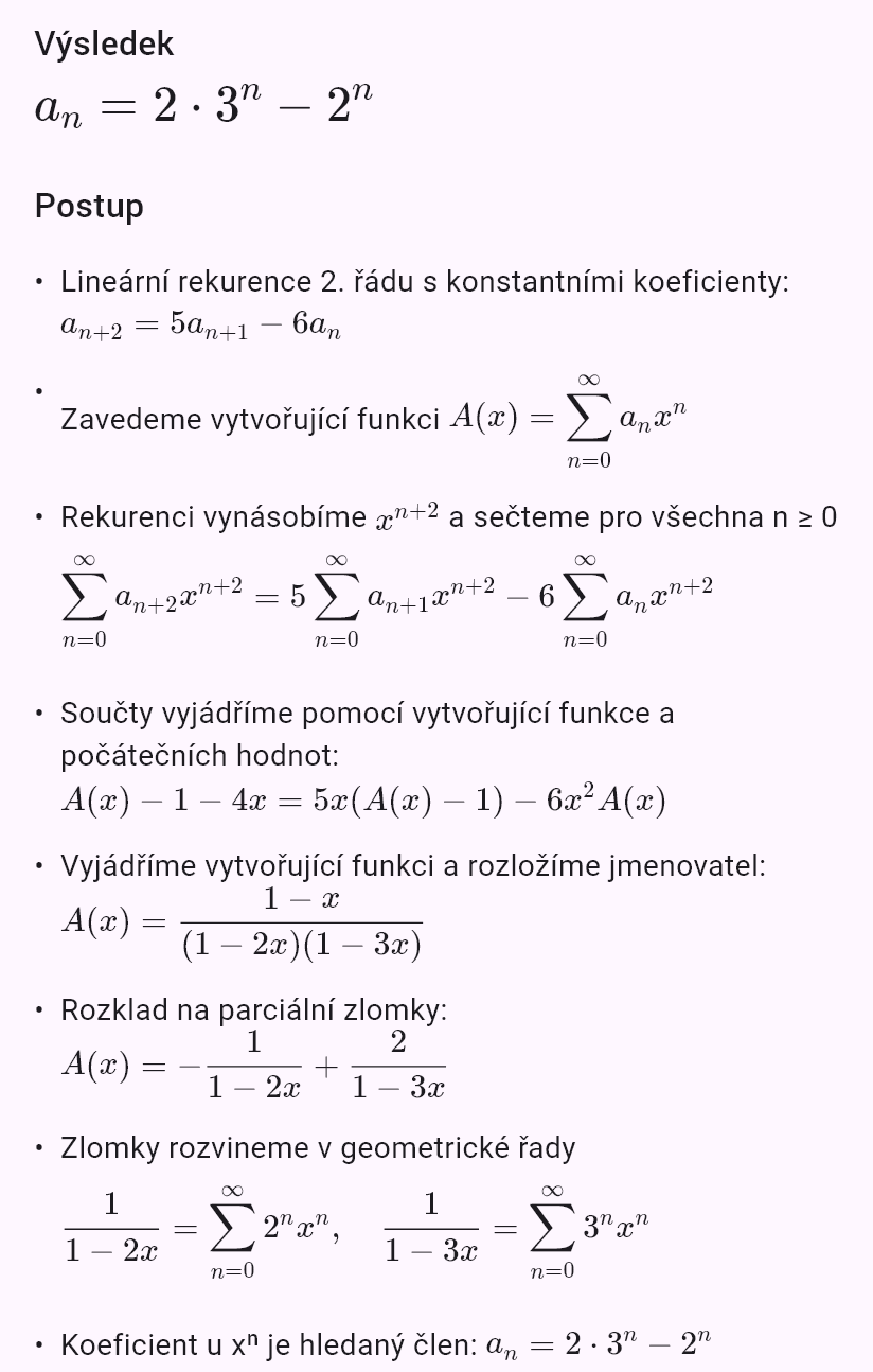 a_{n+2} = 5a_{n+1} - 6a_n, a_0 = 1, a_1 = 4