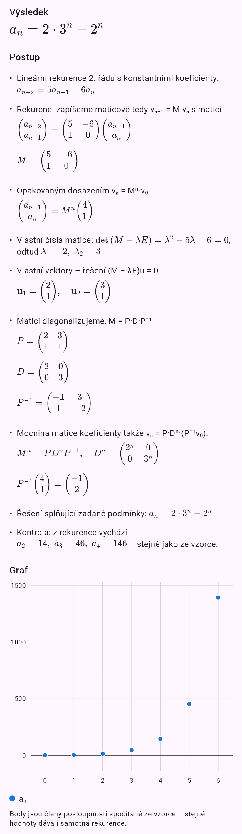 a_{n+2} = 5a_{n+1} - 6a_n, a_0 = 1, a_1 = 4