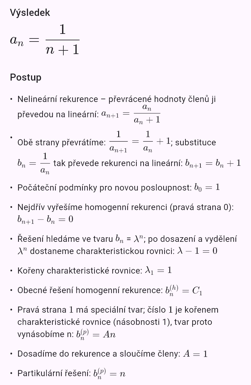 a_{n+1} = a_n/(1 + a_n), a_0 = 1