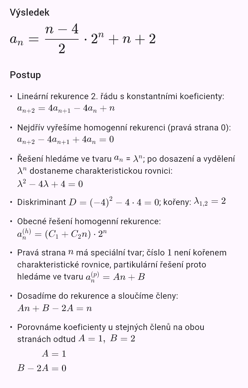 a_{n+2} = 4a_{n+1} - 4a_n + n, a_0 = 0, a_1 = 0