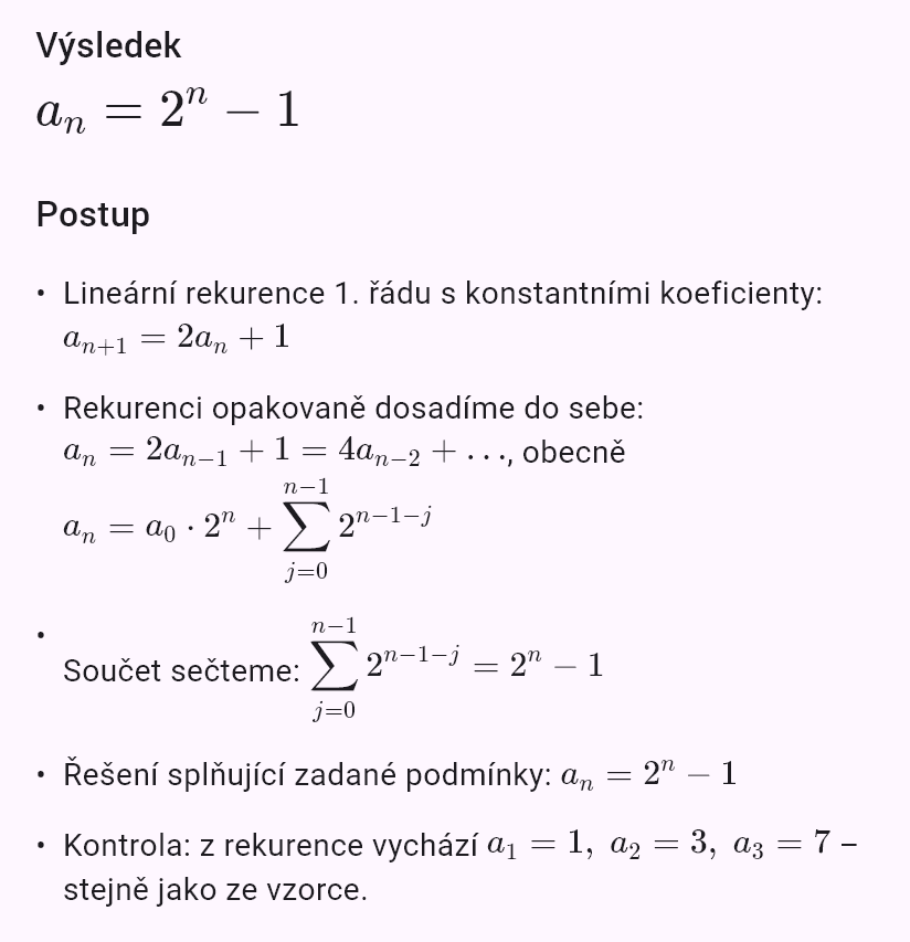 a_{n+1} = 2a_n + 1, a_0 = 0
