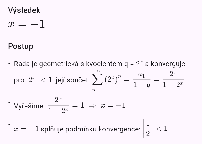 sum((2^x)^n, n, 1, oo) = 1