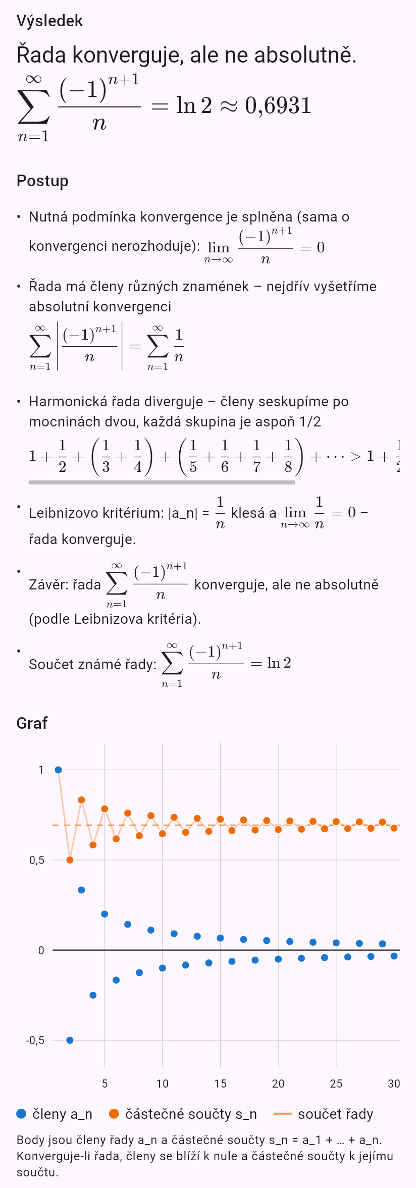 sum((-1)^(n+1)/n)