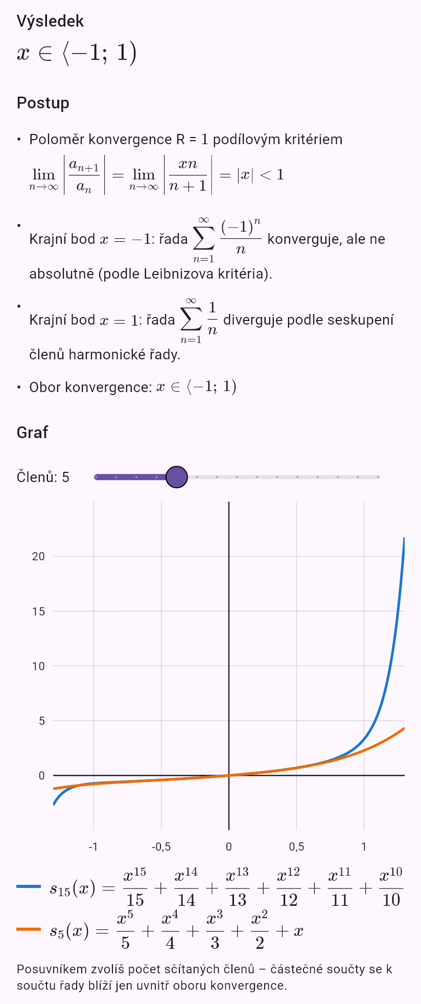 sum(x^n/n)