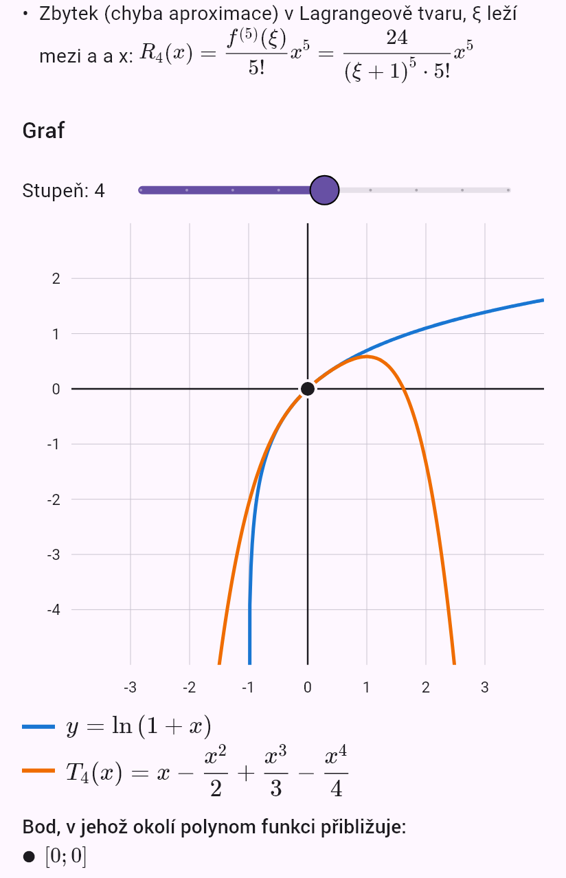 taylor(ln(1 + x), 0, 4)