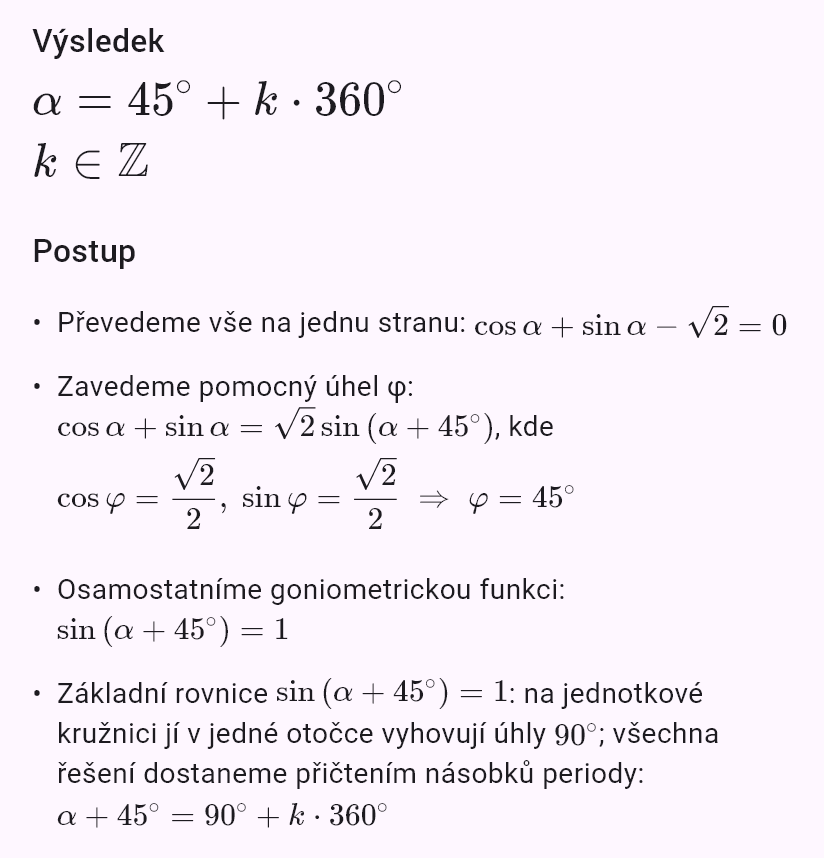 sin alpha + cos alpha = sqrt(2)