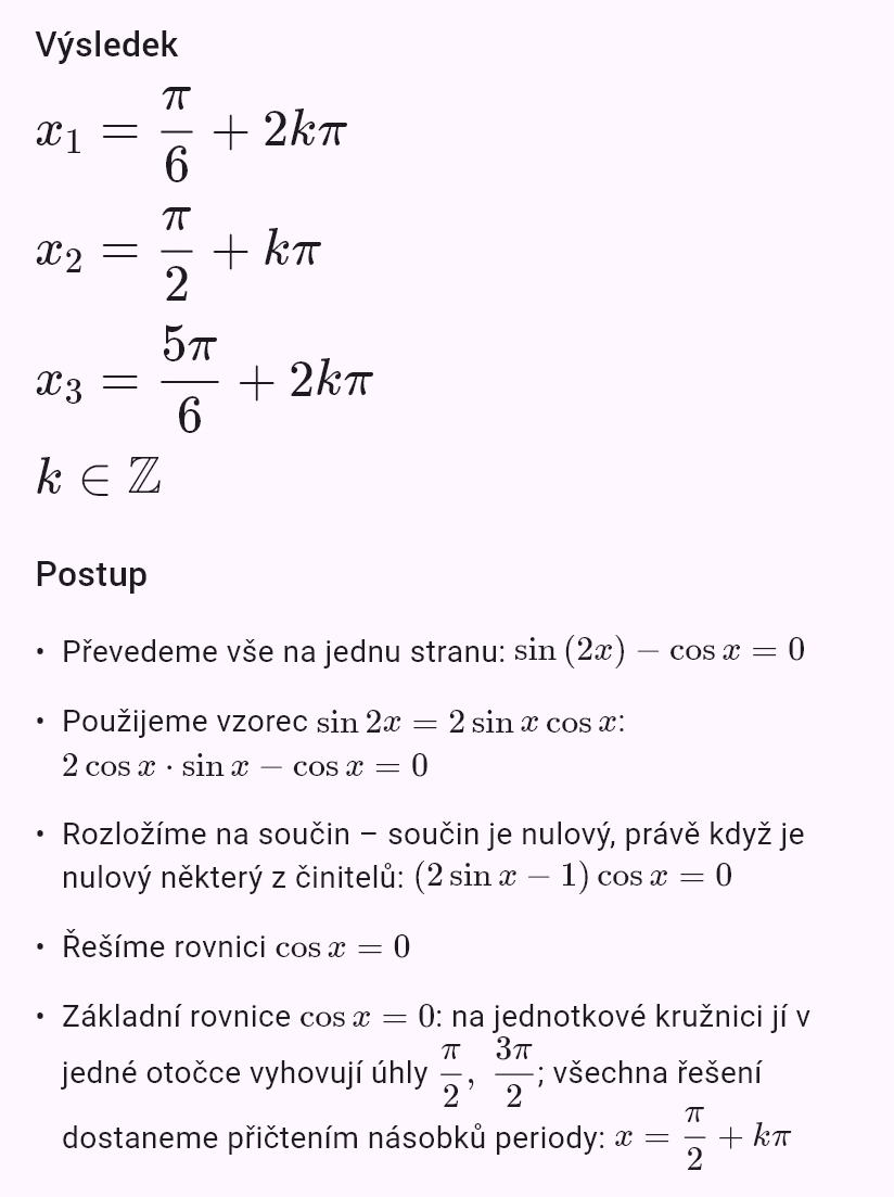 sin 2x = cos x