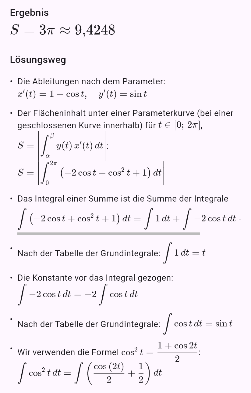 x = t - sin(t)
y = 1 - cos(t)