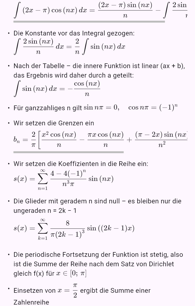 fouriersin(x*(pi - x), 0, pi)