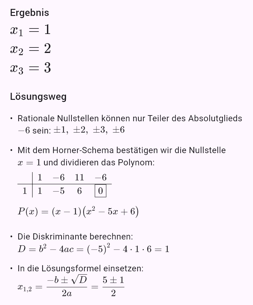 x^3 - 6x^2 + 11x - 6 = 0