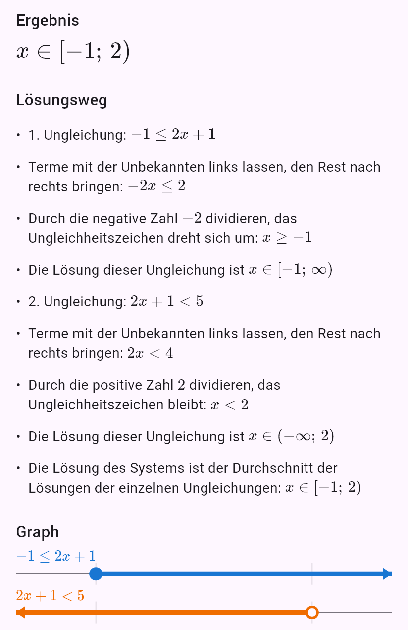 -1 <= 2x + 1 < 5