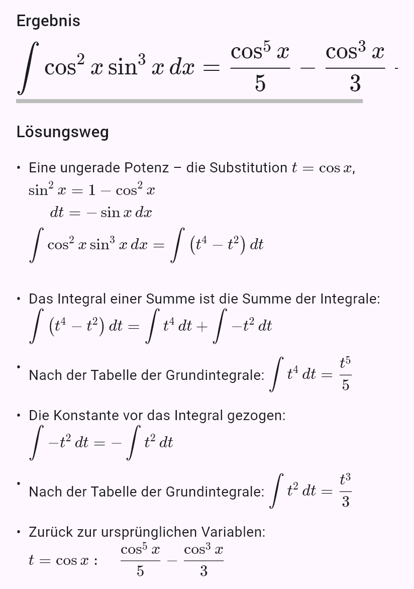 int(sin(x)^3 cos(x)^2)