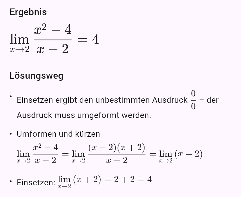 lim(x->2) (x^2-4)/(x-2)