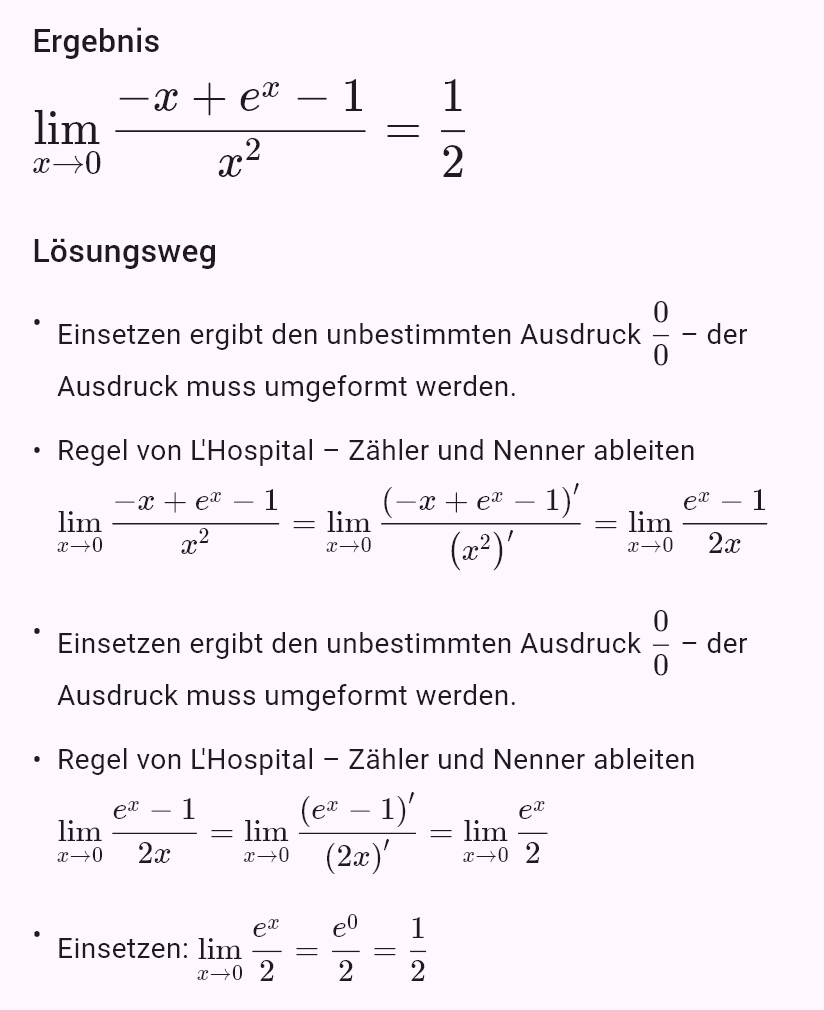 lim(x->0) (e^x-1-x)/x^2