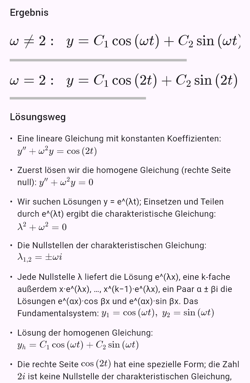 y'' + ω^2y = cos(2t)