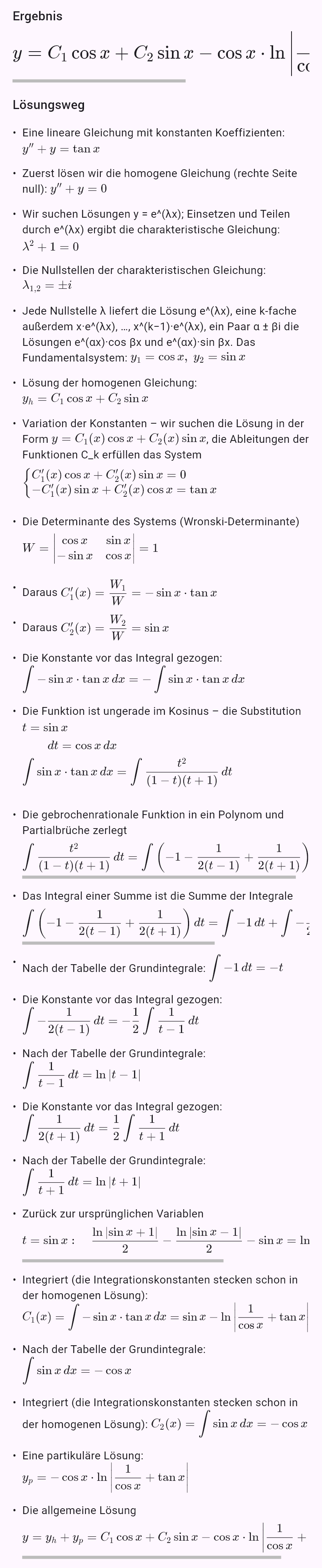 y'' + y = tan x