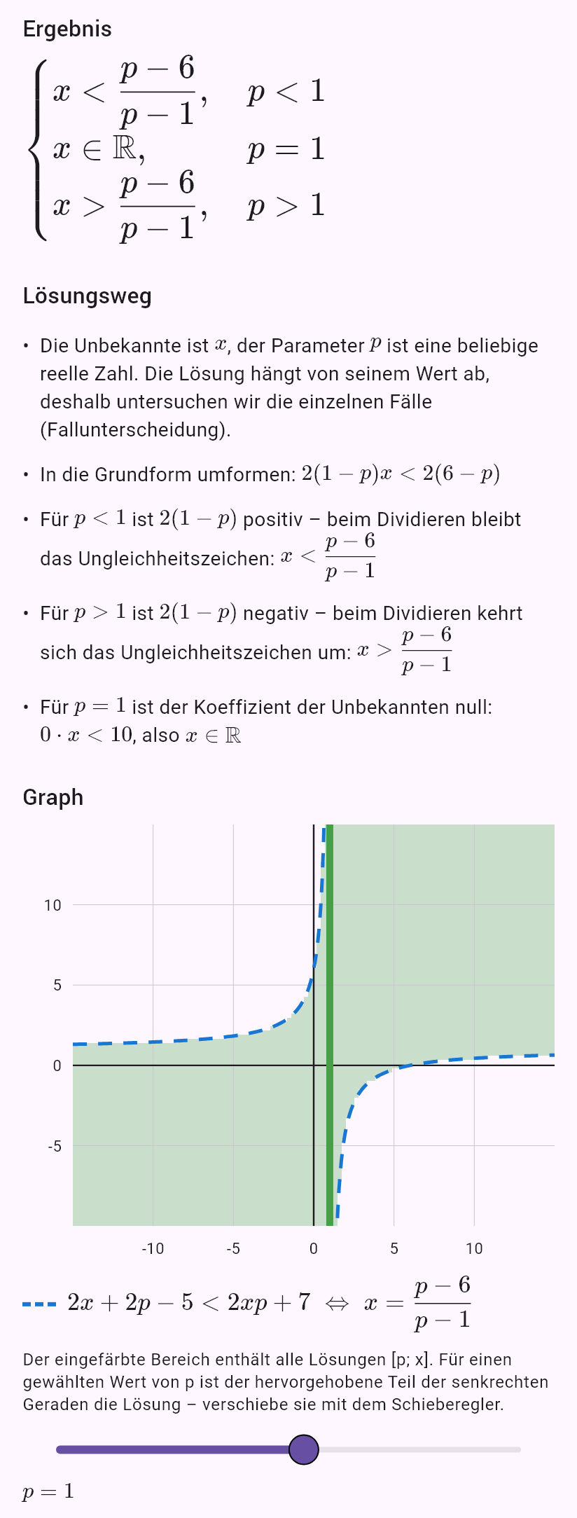 2x + 2p - 5 < 2px + 7