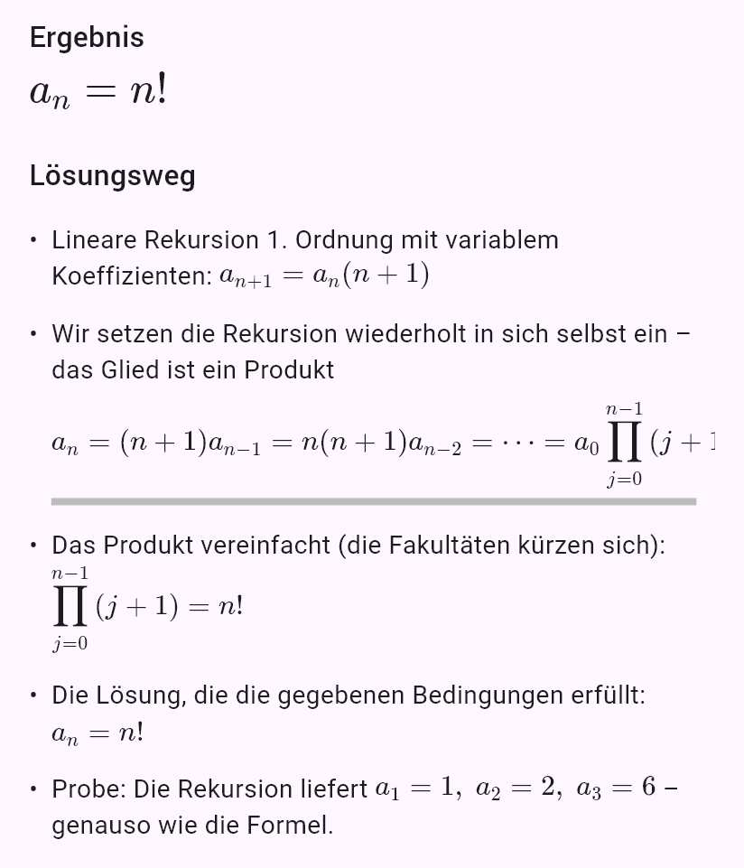 a_{n+1} = (n+1)a_n, a_0 = 1