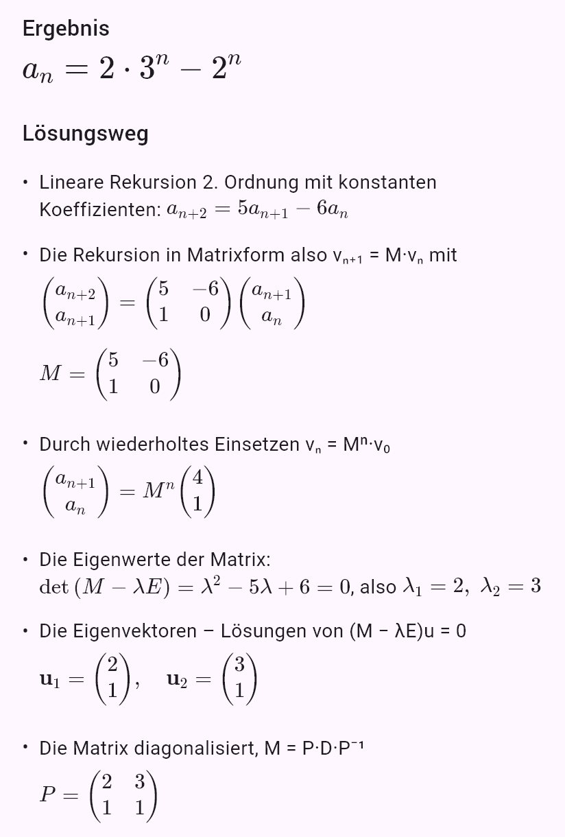 a_{n+2} = 5a_{n+1} - 6a_n, a_0 = 1, a_1 = 4
