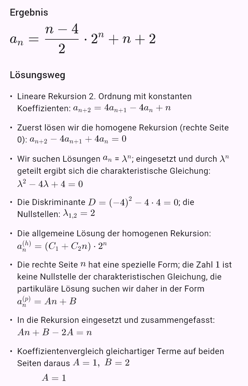 a_{n+2} = 4a_{n+1} - 4a_n + n, a_0 = 0, a_1 = 0