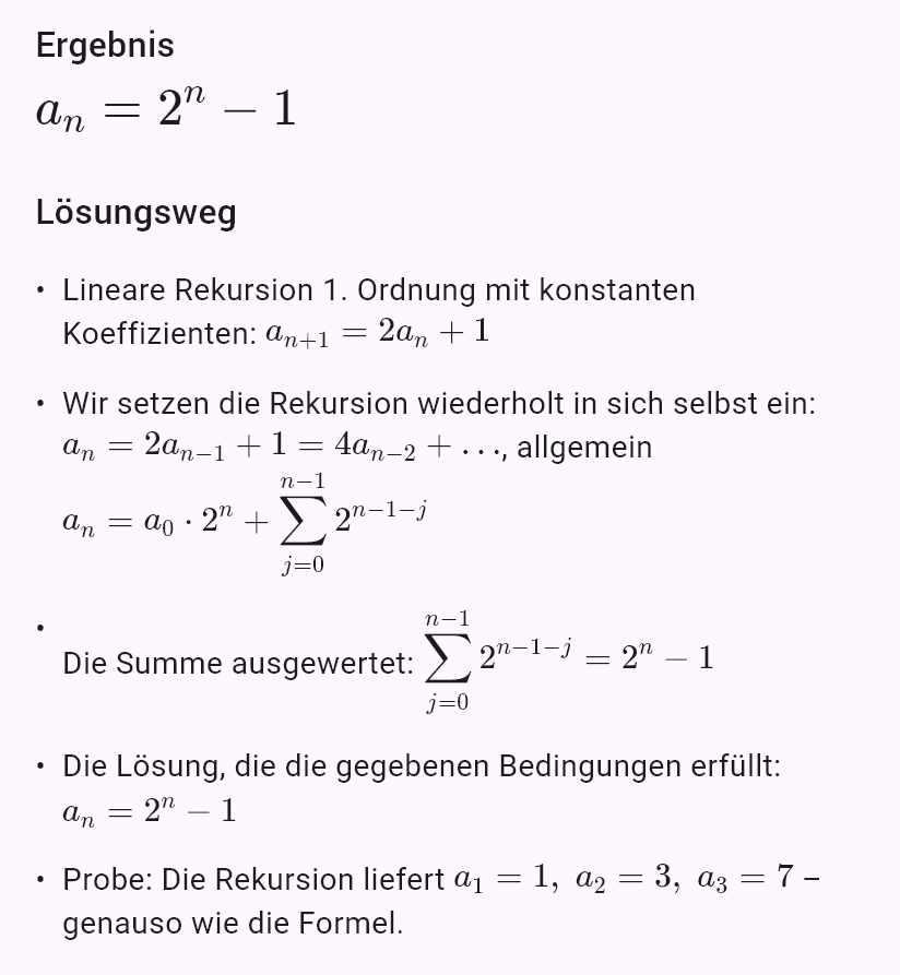 a_{n+1} = 2a_n + 1, a_0 = 0