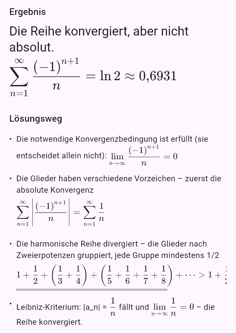 sum((-1)^(n+1)/n)