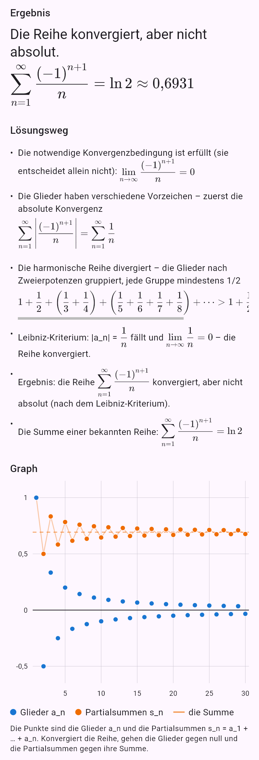 sum((-1)^(n+1)/n)