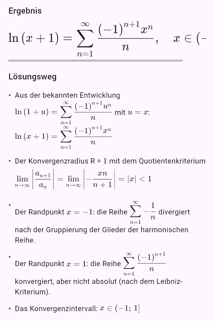 taylor(ln(1 + x), 0, oo)