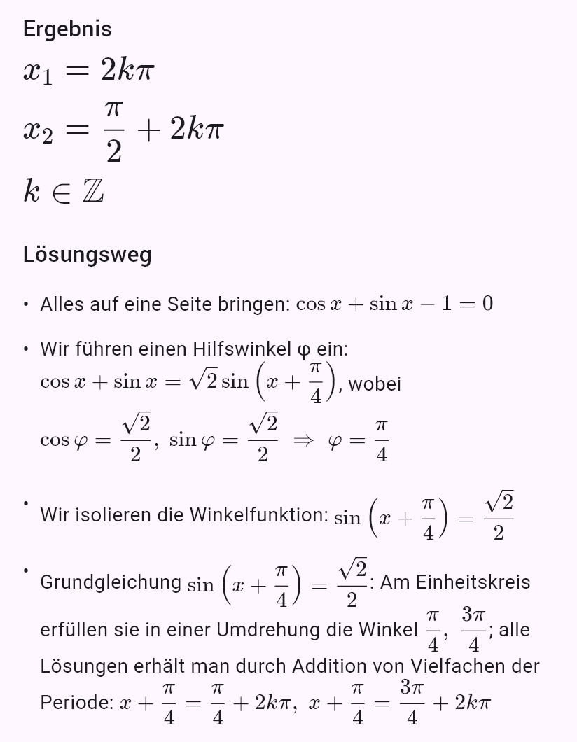 sin x + cos x = 1