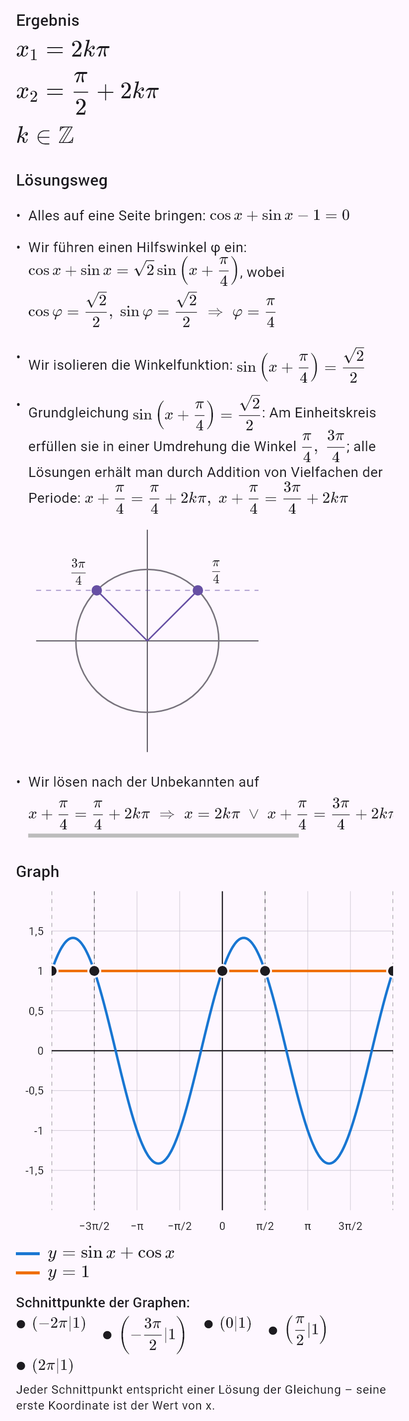sin x + cos x = 1