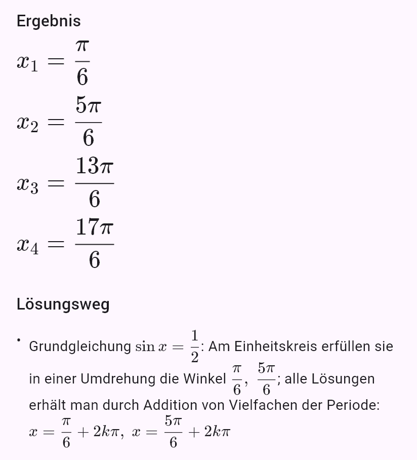 sin x = 1/2, x ∈ <0; 4pi)
