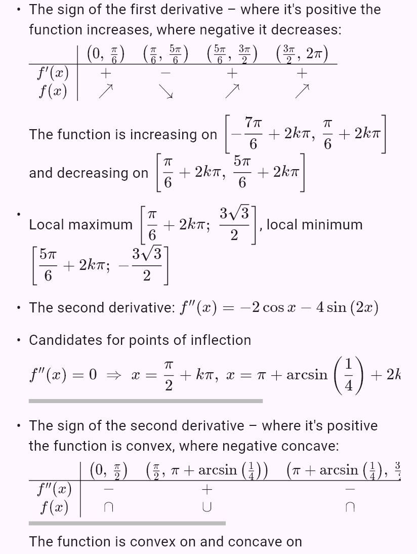 sin 2x + 2cos x