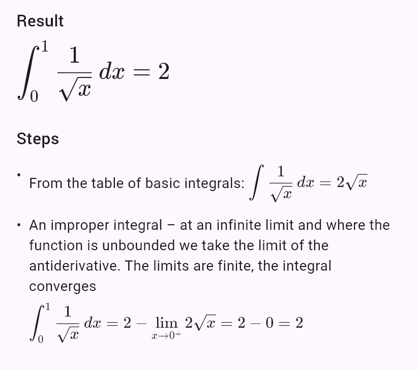 int(1/sqrt(x), x, 0, 1)