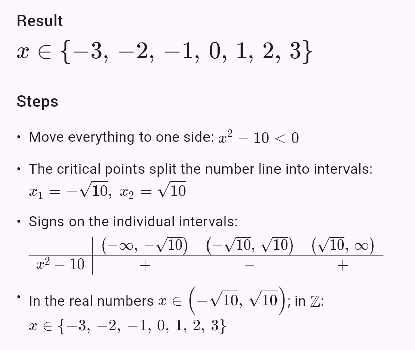 x^2 < 10